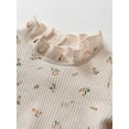 thumbnail image 4 of Baby Girl Clothes Print Tops + Suspender Romper Dress + Headband Outfit Set Brown 6-9 Months, 4 of 7