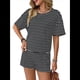 thumbnail image 1 of Conjunto de Pijama de 2 Piezas de Corta A Rayas de Verano, Color Negro, Talla S, 1 of 9