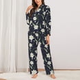 thumbnail image 2 of Picia Lilies Flowers Pattern Women’s Long-Sleeve Sleepwear Set - Soft 2-Piece Loungewear with Pockets, Comfy PJs for Relaxing Nights-Small, 2 of 7