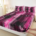 thumbnail image 3 of Homewish Black Pink Oil Printing Twin Sheet Sets for Teens, Modern Stripes Abstract Twin Fitted Sheet, Fashion Art Flat Sheet, Breathable Home Decor, 3 Pieces, 3 of 7