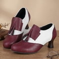 thumbnail image 3 of SACFOF Womens Vintage Kitten Heels Wingtip Oxford Heels for Women Retro Round Toe Shoe with Tassel, 3 of 6