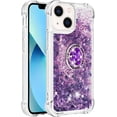 thumbnail image 3 of Glitter Clear Sparkly Bling Case for Apple iPhone 15, Flowing Liquid Quicksand Cover with Diamond Ring Holder Case for iPhone 15  Purple, 3 of 14