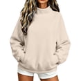 thumbnail image 3 of Women Mock Neck Raglan Sweatshirt Sevevn Long Sleeve Side Pocket Solid Oversized Casual Pullover Tops, 3 of 9