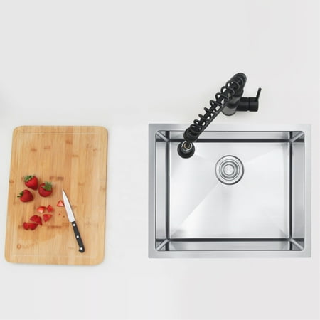 Stylish Dual Mount 22" Stainless Steel Single-Bowl Laundry Sink with 1 Accessorie S-320T