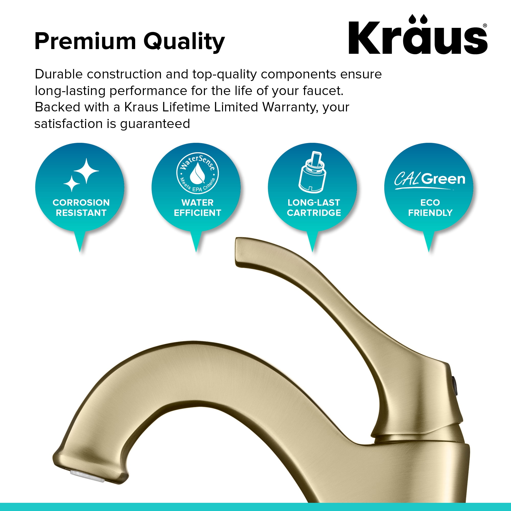 KRAUS Arlo Brushed Gold Tall Vessel Bathroom Faucet with Pop-Up Drain