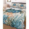 thumbnail image 3 of Quilts Twin XL Size, Ocean Turtle Soft Comforter Bedding Set for Bed, Coastal Nautical Coral Starfish Blue Lightweight Quilted Bedspread with Pillow Cover(2 Pieces) for All Season, 68x98 Inch, 3 of 6