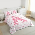 thumbnail image 3 of Homewish Personalized Initial Letter A 3-Piece Full Size Comforter Sets for Kids Children Girls,Love Heart Print Bedding Comforter Set,Dreamy Princess Bow Lightweight Bedding Sets, 3 of 8
