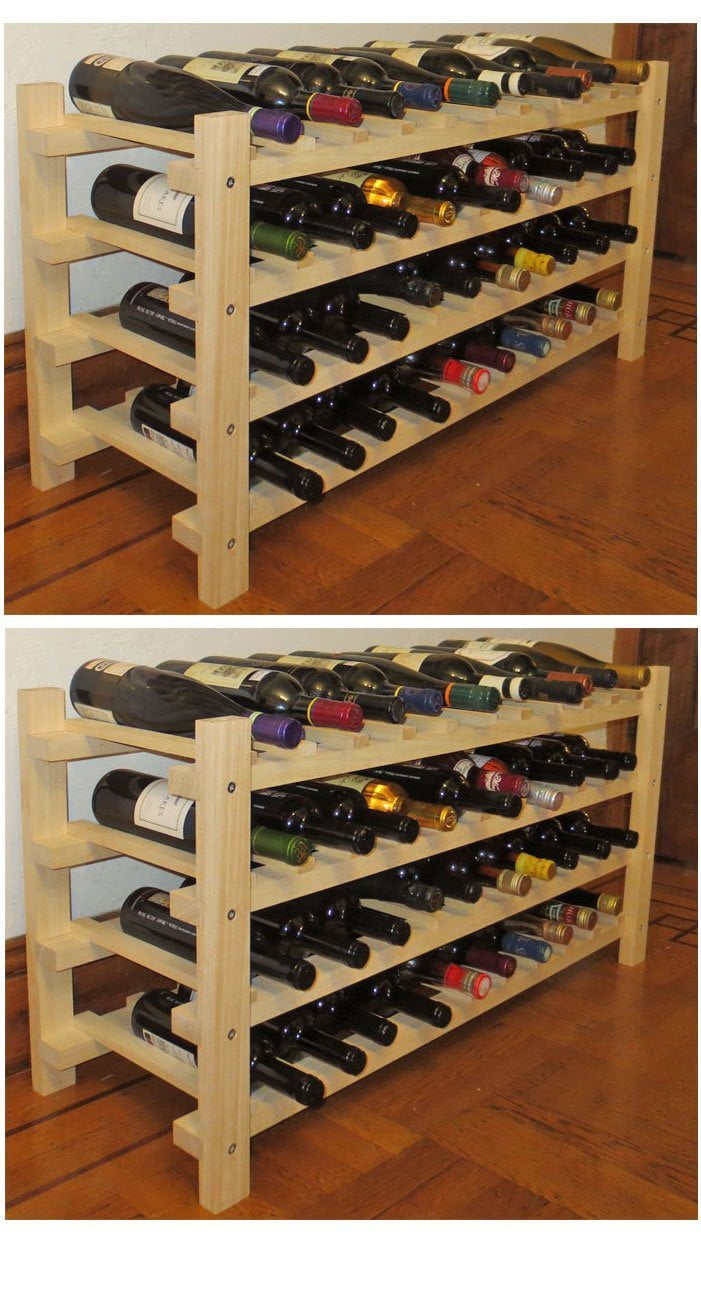40 Bottle Capacity Solid Wood Display Shelves DisplayGifts Wine Rack Stackable Storage Stand 