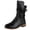 Black, variant on Women Round Toe Lace Up Mid Calf Boots Low Heel Casual Comfortable Daily Boots for Spring Autumn Gray