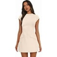 thumbnail image 4 of CatFox Womens Dress 2025 Summer Dresses for Women Mock Neck Short Sleeve Bodycon Party Club Mini Dresses, 4 of 9