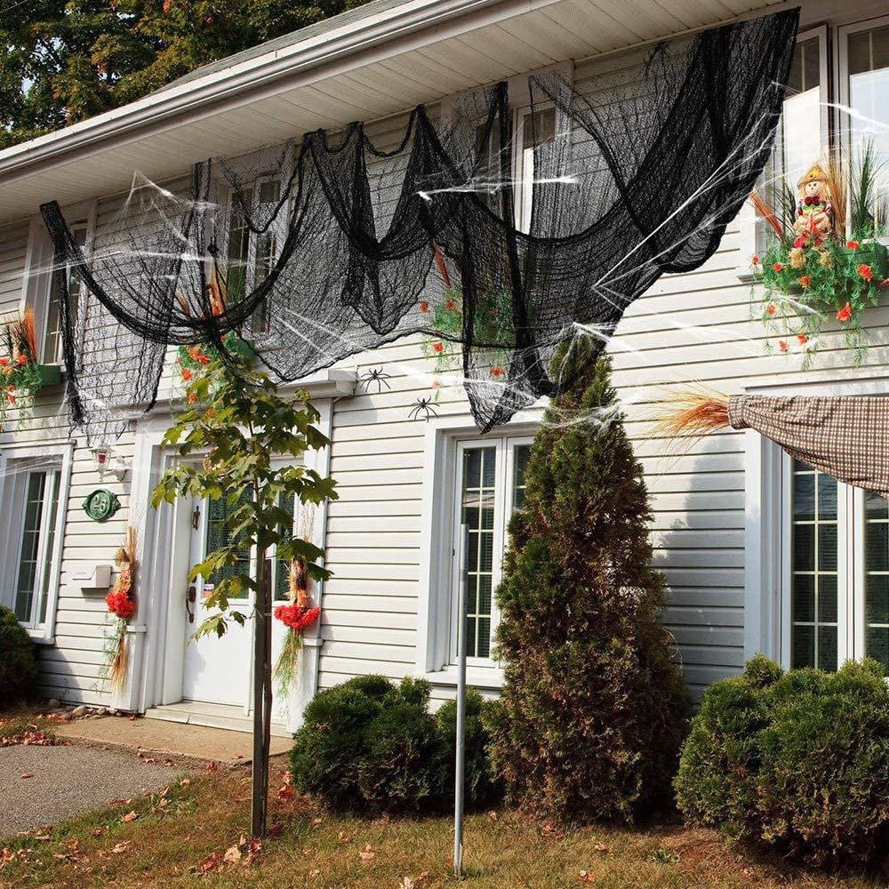Halloween Creepy Cloth, 4 Packs Scary Spooky Cloth Creepy Gauze, Spooky Halloween Decorations, Hanging Decorations for Haunted House Outdoor Yard Home Wall Decor（72 x 30 Black