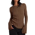 thumbnail image 2 of Womens Bell Long Sleeve Tops Going Out Knitted Pullover Sweater 2025 Fall Fashion Lightweight Winter Shirts, 2 of 6