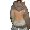 thumbnail image 6 of Womens Crystal Mesh Back Hoodie Oversized Sweatshirts Casual Long Sleeve Pullover Sweater Winter Fall Outfits Gift, 6 of 8