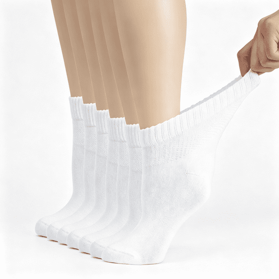 XIRQI Women'S Cotton Diabetic Ankle Socks, Wide, Thin, Loose Fit and Stretchy, Seamless Toe, Non Binding Top, 4 Pairs Loose Fit and Stretchy Diabetic Ankle Socks for Women