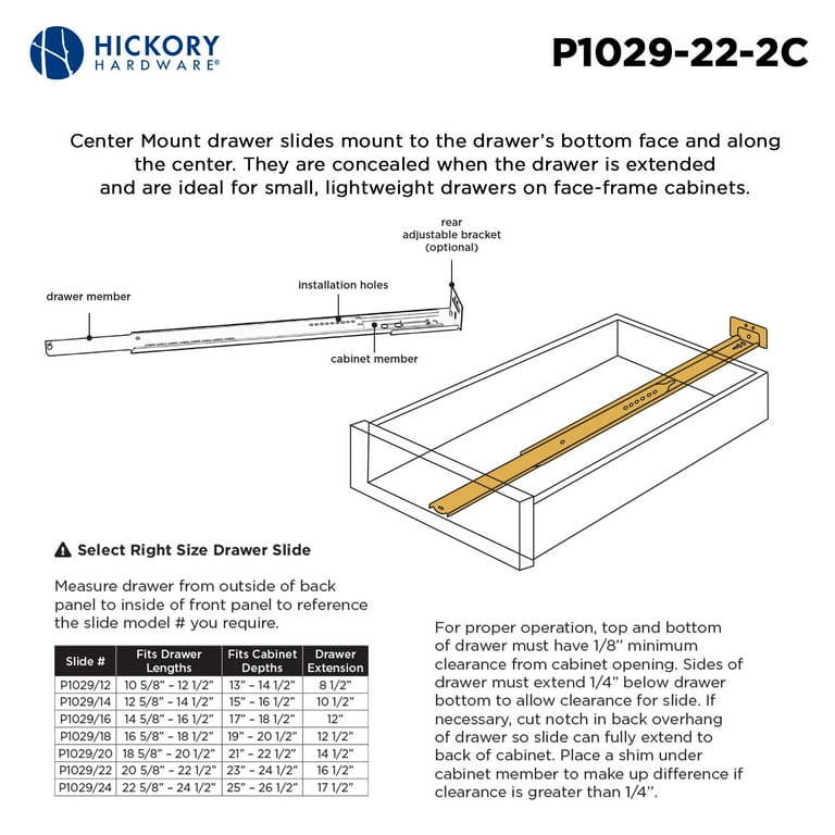 22 in. Center Mount Drawer Slide (1-Pack) 22 in. Center Mount Drawer Slide (1-Pack)