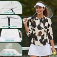thumbnail image 6 of Uorisanigo Brown Cow Pattern Women's Dry-Fit Golf Polo Shirts Comfortable Fashionable Long Sleeve Golf Polo Shirts Quarter Zip Fashion 3/4 Sleeve Versatile Workout Tops for Women, 6 of 7