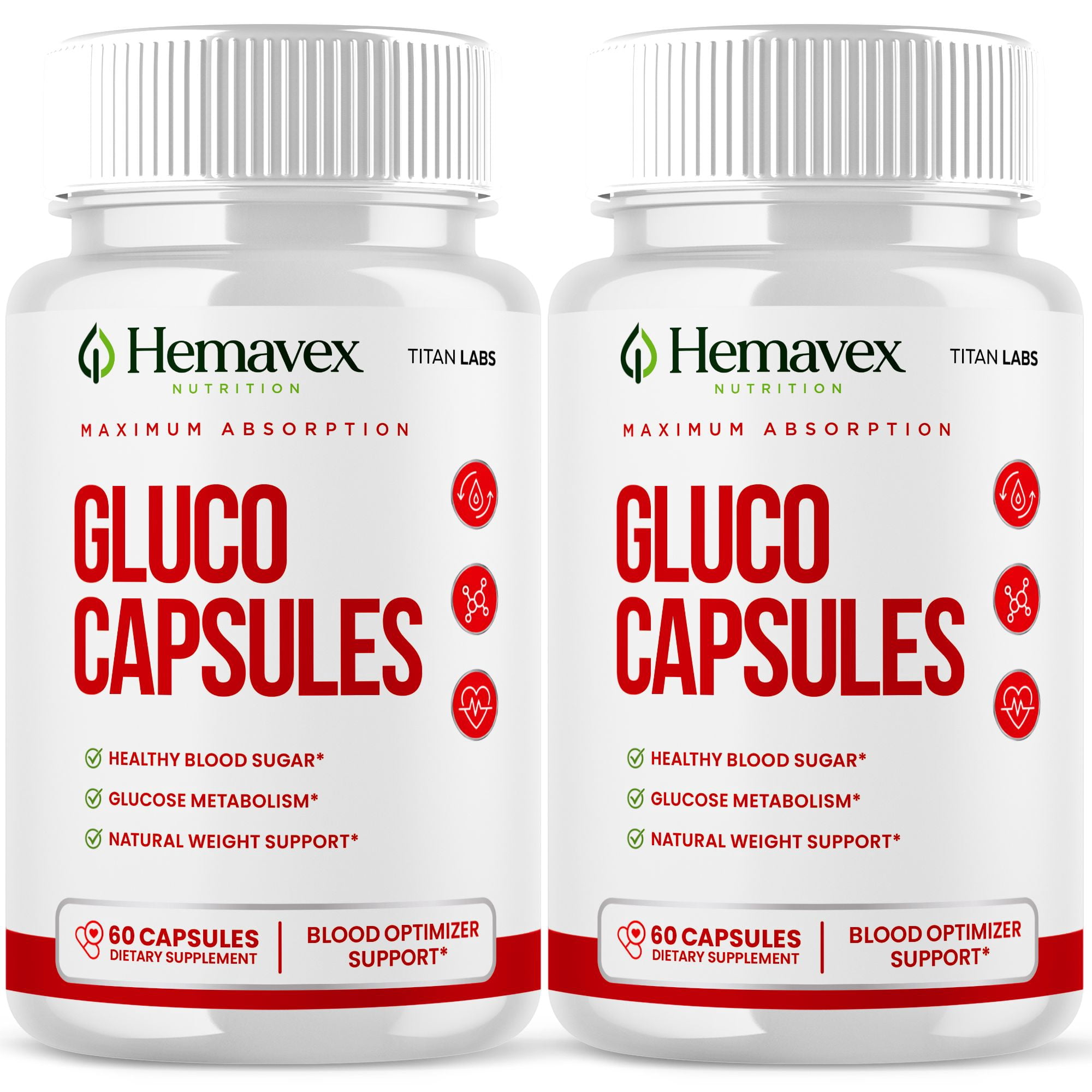 Hemavex Gluco Capsules Advanced Formula Blood Support for Health and Wellness Hema Vex 120 Capsules