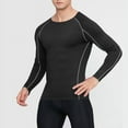 thumbnail image 3 of Compression T Shirts for Men Long Sleeve Crewneck Athletic Workout Tees Tops Mens Stretchy Pullover Slim Solid Breathable Gym Running Tshirts Shirt, 3 of 7