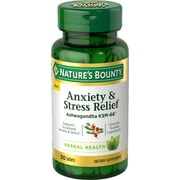 Nature's Bounty Anxiety & Stress Relief Ashwagandha KSM-66 Tablets, 50 Count