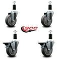 thumbnail image 2 of 4 Inch Thermo Rubber Wheel Swivel 1-3/8 Inch Expanding Stem Caster Set 2 Brakes, 2 of 2