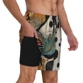 thumbnail image 2 of Naloa Abstract Dalmatian Art Print Men Swim Trunks with Compression Liner ,Board Shorts,Men's Swim Shorts with Drawstring and Elastic Waistband-Small, 2 of 6