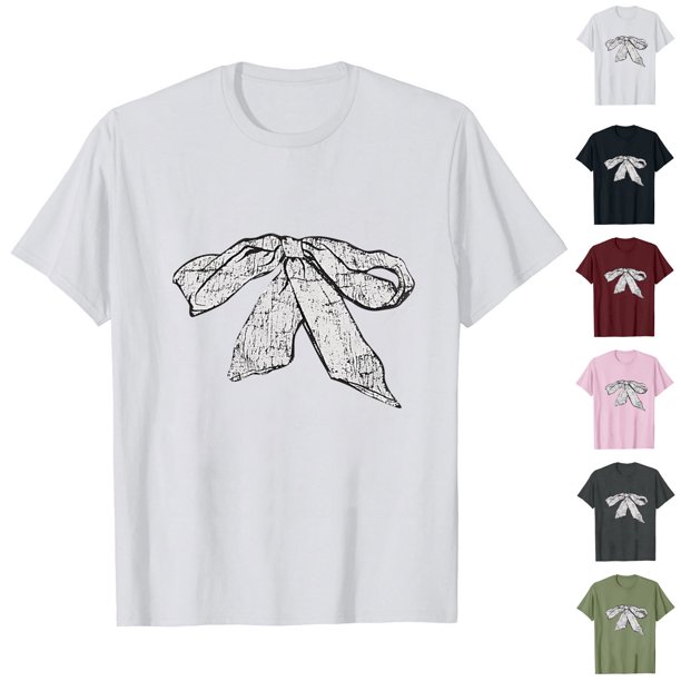 Fiudx Camisetas para Mujer Top de Manga Corta con Cuello Redondo y Estampado Regular Sexy de Verano para Mujer