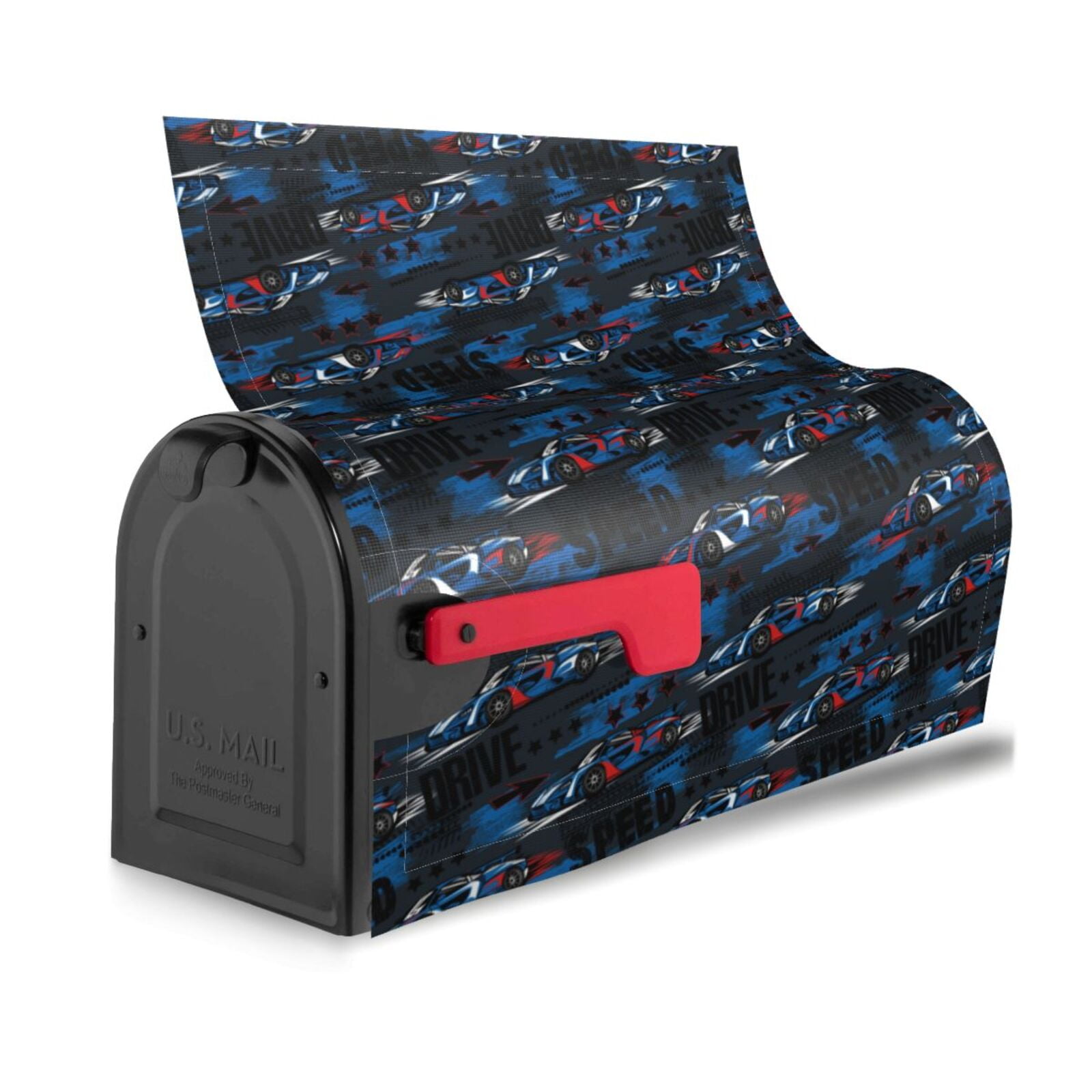 Xecao Blue Sports Car for Mailbox Cover with Magnetic Strips, Waterproof and Sunscreen, Adds a Decorative Touch to Your Garden Yard.