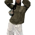 thumbnail image 1 of Pull Oversize pour Femmes Manches Longues Croisé Imprimé Punk Déchiré Tricoté Mode Urbaine, 1 of 8