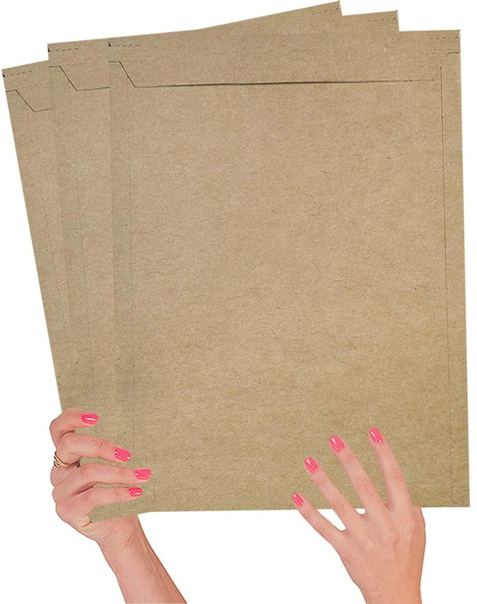 10 Pack Natural Kraft Stay Flat Mailers 13 x 18 Brown Chipboard