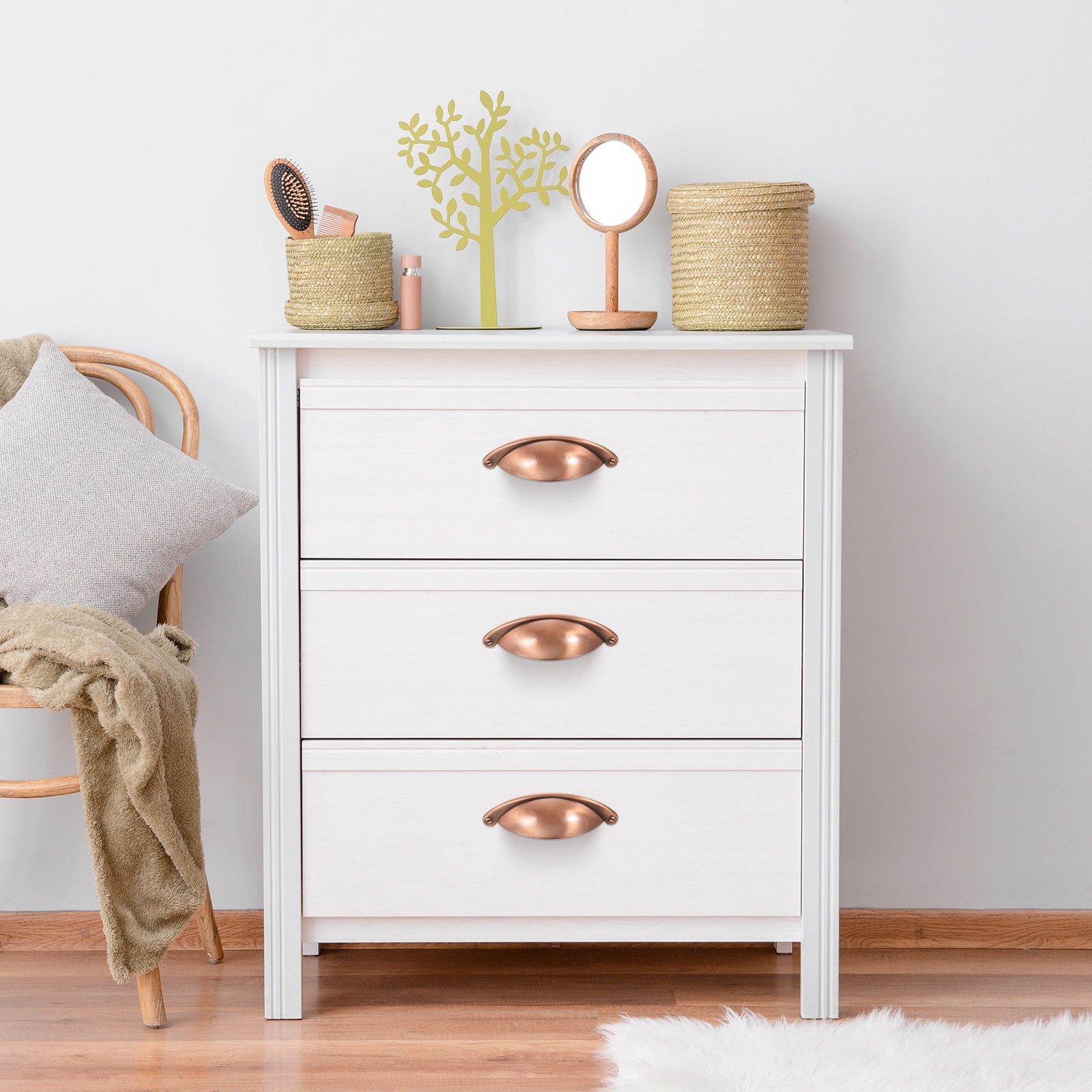 Unique Bargains Zinc Alloy Brushed Cup Pull with Screws for Cabinet and Dresser Red Bronze