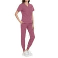 thumbnail image 2 of MLQIDK Pink Scrubs Sets for Women Plus Size Jogger Scrubs Stretchy V-Neck Scrub Pants and Tops Medical Scrub Sets Nurse Uniforms with Pockets Pink XXL, 2 of 5