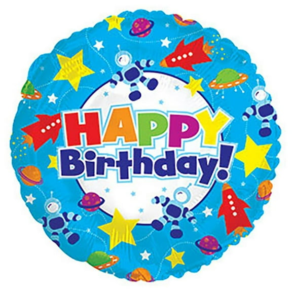 LOONBALLOON Alien, Space, Earth Theme Balloons, 17″ HAPPY BIRTHDAY OUTER SPACE