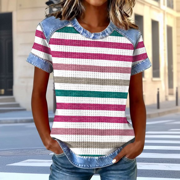 Haivin Womens Summer Tops Short Sleeve Shirts Crew Neck Tshirt Cute Trendy Blouses