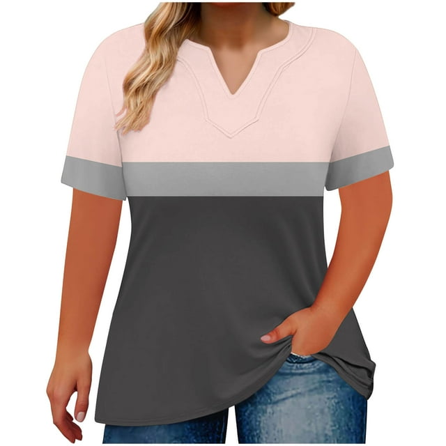 XMMSWDLA T-Shirts pour Femmes Col en V Manches Courtes Hauts Tee Blouse Chemises de Football Roses pour Femmes