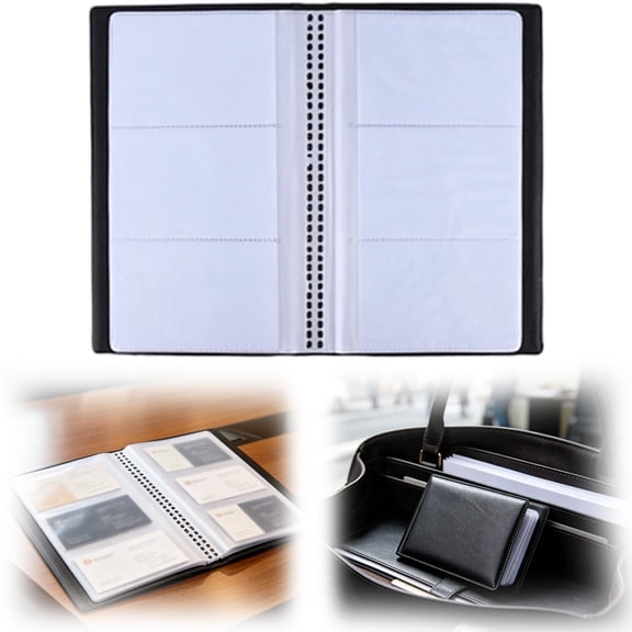 Clearance Under $5 | Leather Cover Business Card Holder, 180 Slots Portable Black Name Card Storage Wallet For Business Use