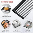 thumbnail image 6 of 20.5" x 13" Roll Up Dish Drying Rack Silicone Wrapped Over The Sink Dish Drying Rack Multipurpose Foldable Sink Drying Mat, Heat-Resistant & Anti-Rust Dish Rack for Kitchen Sink, Large, Black, 6 of 10