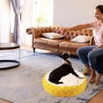thumbnail image 5 of LiUMX Round Pet Bed Mat, 35/45/50cm Cotton Linen Dog Cat Kennel Pad, Soft Thick Plush All-Season Warm Cushion for Small Medium Pets, 5 of 5