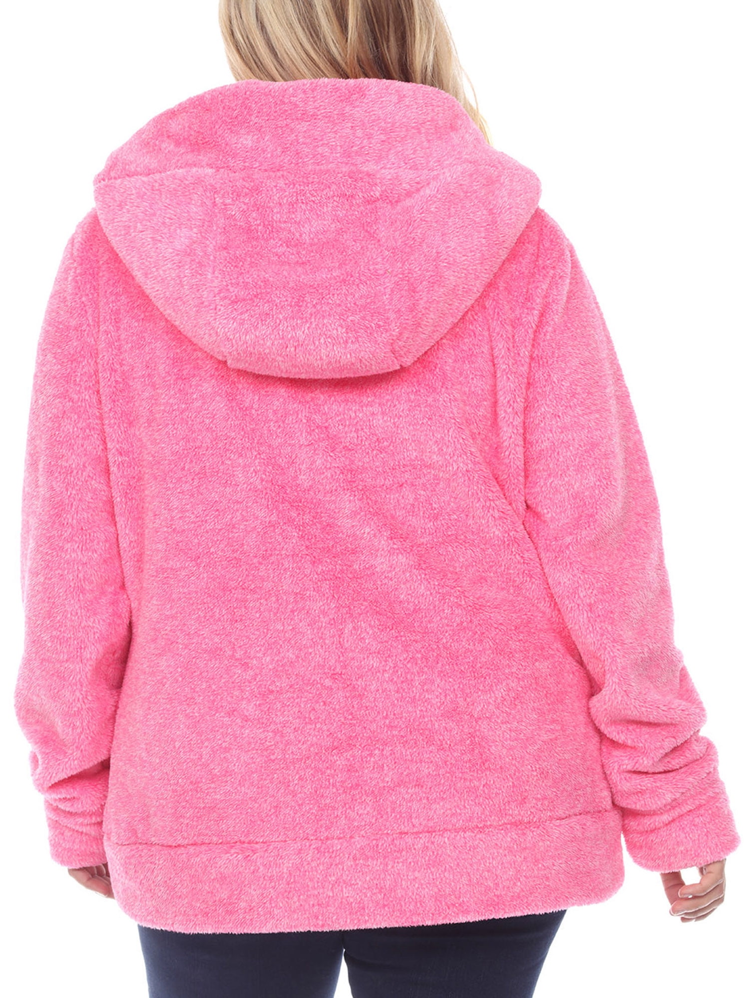 White Mark Women's Plus Size Hooded Sherpa Jacket