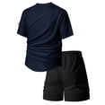 thumbnail image 5 of GrmtClth Mens Premium Waffle Knit Short Set, Breathable Fabric Short Sleeve Top & Elastic Waist Shorts for All-Season Casual Style Navy XL, 5 of 9