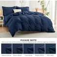 thumbnail image 4 of Navy Blue King Size Comforter Set Seersucker 7 Pieces, All Season Luxury Bed in a Bag for Bedroom, Bedding Set with Comforters, Sheets, Pillowcases & Shams, 4 of 9