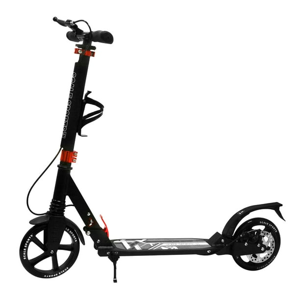 Adult Black Kick Scooter Portable Lightweight Adjustable Suspension Disc Hand Brake Walmart
