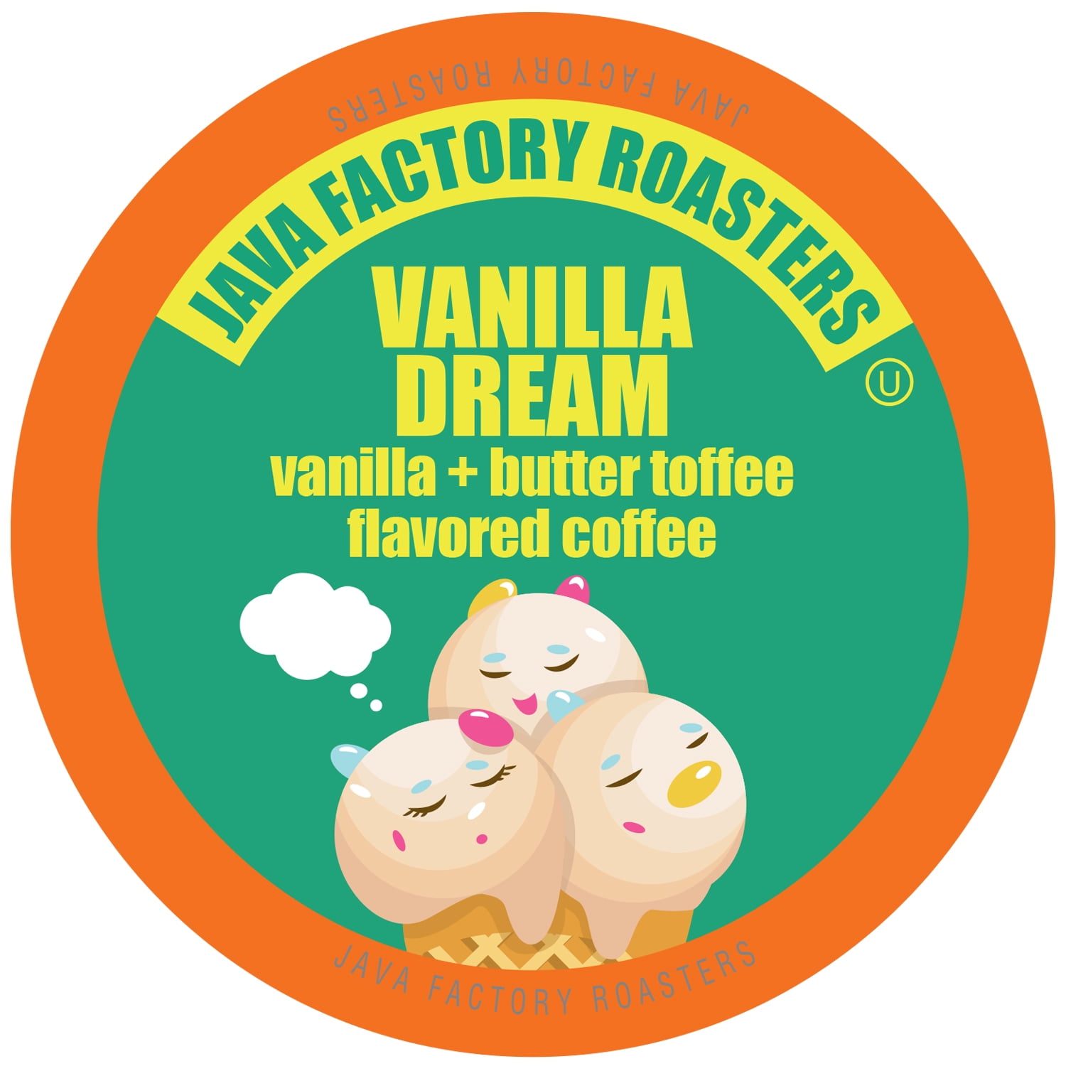 Java Factory Medium Roast Vanilla & Butter Toffee FLAVORED Coffee Pods, Keurig K-Cup Compatible, Vanilla Dream, 40 Count