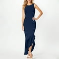 thumbnail image 4 of Drses‌‌ ‌‌‌‌‌‌‌‌‌‌‌‌‌Women's Crew Neck Sleeveless Bodycon Maxi Dress - Mermaid Cut with Ruffle Hem for Evening Cocktail Party, 4 of 7