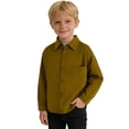 thumbnail image 2 of TIREOW Girls and Boys Corduroy Shirts Jackets Collared Button Front Solid Color Shirts Spring Autumn Casual Shirts Coat, 2 of 6