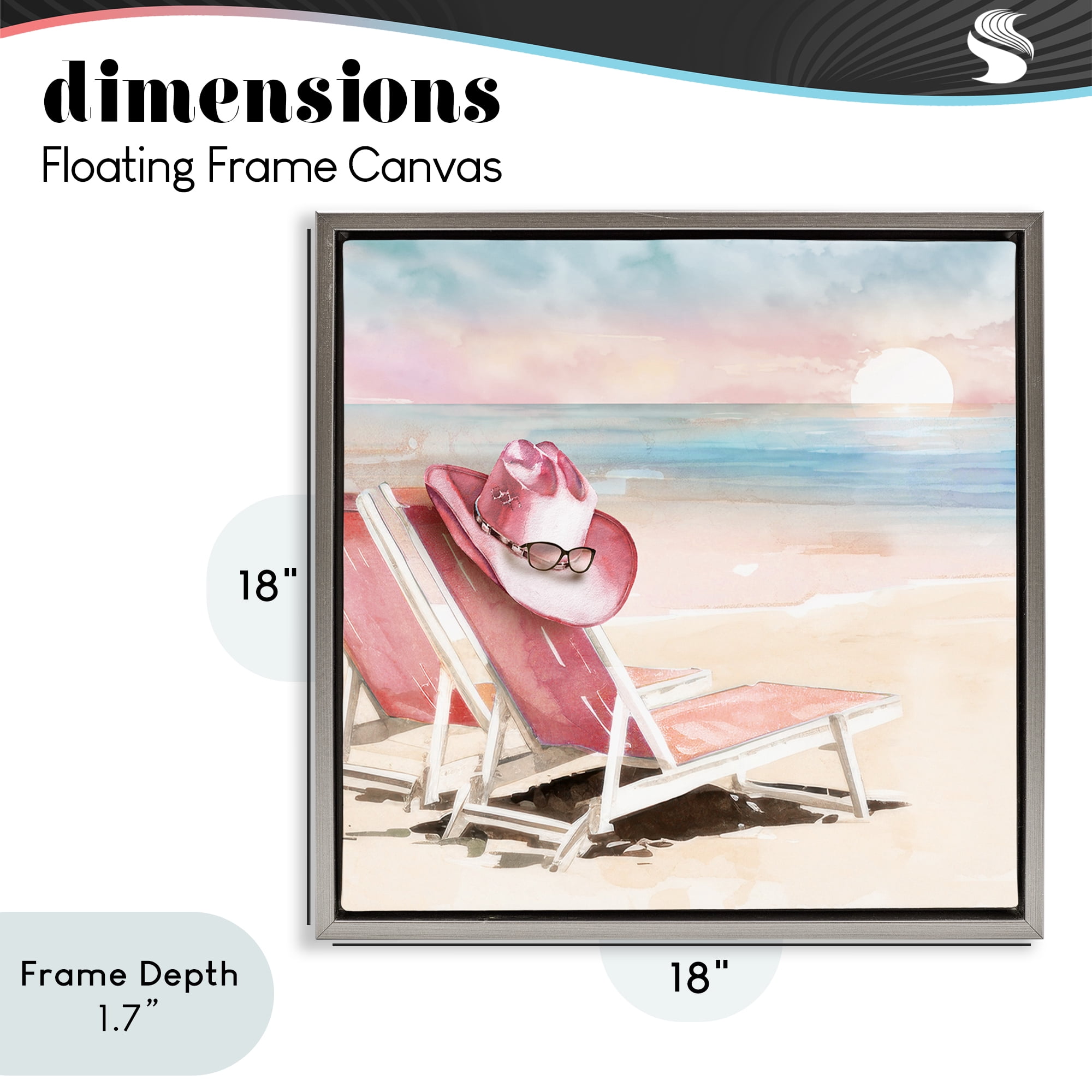 Stupell Industries Blush Pink Beach Chairs Gray Framed Floater Canvas Wall Art, design by Paul Mathenia