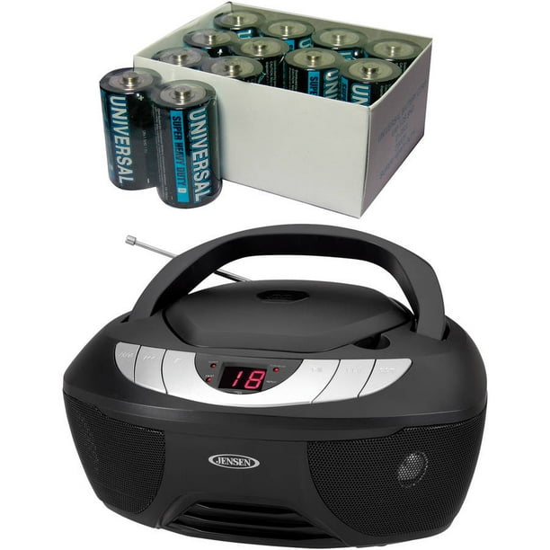 Jensen CD475 Portable Stereo CD Player with AM/FM Radio, Includes 24 C