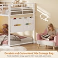 thumbnail image 5 of Low Bunk Bed Twin Over Twin Size with 6 Storage Drawers and LED Lights, Reversible Metal Bunk Beds with 6-Pocket Organizer and Storage Staircase, Twin Loft Bed with High Guardrails, White, 5 of 9