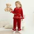 thumbnail image 4 of GYRATEDREAM Baby Girl Pajamas Ruffled Pajamas Set Long Sleeve Lapel Collar Button Down Top Shirt Pants 2 Piece Velvet Sleepwear Nightwear, 4 of 9