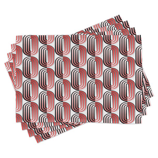 Modern Art Placemats Set of 4 Ellipse Curves Surrounded Focal Points