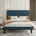 thumbnail image 2 of SHA CERLIN Queen Bed Frame with Adjustable Headboard, Fabric Upholstered Platform Bed, No Box Spring Required, Blue, 2 of 10